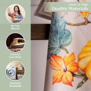 Maison d' Hermine Kitchen Towel 100% Cotton Quick Dry Cleaning Dishtowel for Gifts, Dining, Home, Wedding, Banquet, Buffet, Potiron - Thanksgiving/Christmas (Set of 3)
