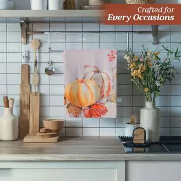 Maison d' Hermine Kitchen Towel 100% Cotton Quick Dry Cleaning Dishtowel for Gifts, Dining, Home, Wedding, Banquet, Buffet, Potiron - Thanksgiving/Christmas (Set of 3)