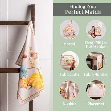 Maison d' Hermine Kitchen Towel 100% Cotton Quick Dry Cleaning Dishtowel for Gifts, Dining, Home, Wedding, Banquet, Buffet, Potiron - Thanksgiving/Christmas (Set of 3)