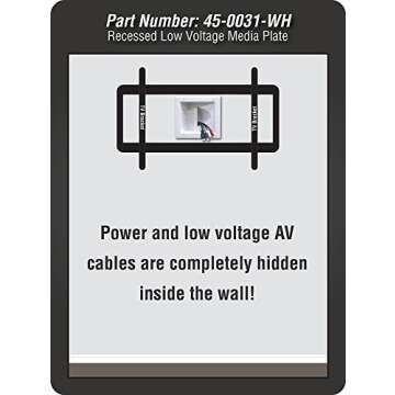 DATA COMM Electronic 45-0031-WH Recessed Low Voltage Media Wall Plate w/ Built-In Duplex Receptacle Outlet, Cable Management - Elevate Your Home Entertainment w/ Stylish White Panel