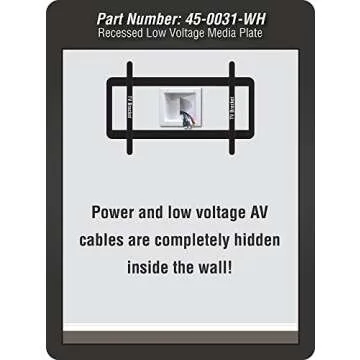 DATA COMM Electronic 45-0031-WH Recessed Low Voltage Media Wall Plate w/ Built-In Duplex Receptacle Outlet, Cable Management - Elevate Your Home Entertainment w/ Stylish White Panel