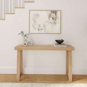 Plank+Beam Solid Wood Console Table, 56 Inch, Sofa Table, Narrow Entryway Table for Hallway, Behind ...