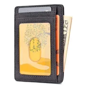 Buffway Slim Minimalist Front Pocket RFID Blocking Leather Wallets for Men and Women - At Sahara Car...