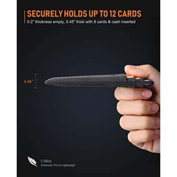 Buffway Slim Minimalist Front Pocket RFID Blocking Leather Wallets for Men and Women - At Sahara Carbon Black