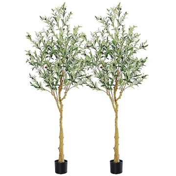 Nafresh Tall Faux Olive Tree，6Ft(72in) Realistic Texture Potted Silk Artificial Olive Tree， Fake...