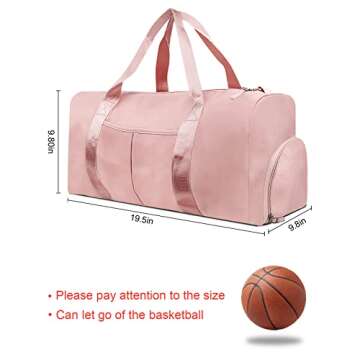 TINNIVI Sports Gym Bag Travel Duffel Bag Waterproof Weekender Overnight Tote Carry On Bag with Wet Pocket & Shoes Compartment for Men Women Lightweight Adjustable Strap (Pink)