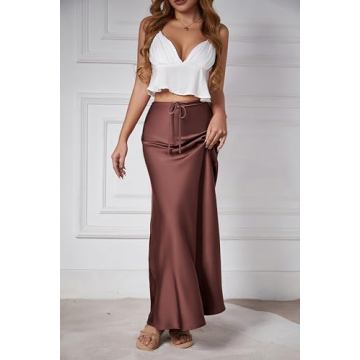 Skrtimory Satin Silk Maxi Skirt for Effortless Elegance