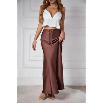 Skrtimory Satin Silk Maxi Skirt for Effortless Elegance