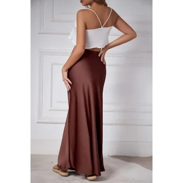 Skrtimory Satin Silk Maxi Skirt for Effortless Elegance