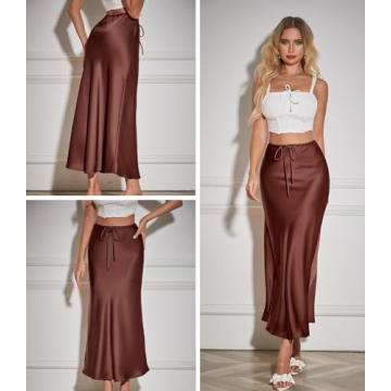 Skrtimory Satin Silk Maxi Skirt for Effortless Elegance