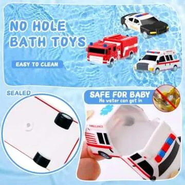 Bath Toys for Kids Ages 1-3, Car No Hole Bath Toys Toddlers 2-4 Baby Bath Toys, Beach Pool Bathtub Water Toy, Small Gifts for 1-3 Year Old Boy Toys Sensory Pretend Creativity Play
