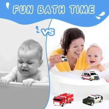 Bath Toys for Kids Ages 1-3, Car No Hole Bath Toys Toddlers 2-4 Baby Bath Toys, Beach Pool Bathtub Water Toy, Small Gifts for 1-3 Year Old Boy Toys Sensory Pretend Creativity Play