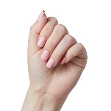 KISS imPRESS No Glue Mani Press-On Nails, Color FX, 'Good Mood', Light Pink, Short Size, Squoval Shape, Includes 30 Nails, Prep Pad, Instructions Sheet, 1 Manicure Stick, 1 Mini File