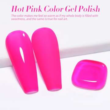 Born Pretty Neon Pink Gel Nail Polish Spring Summer Hot Pink Valentine's Day Gift Gel Polish Nail Art Design Manicure Salon DIY Home 15ml