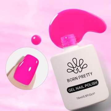 Born Pretty Neon Pink Gel Nail Polish Spring Summer Hot Pink Valentine's Day Gift Gel Polish Nail Art Design Manicure Salon DIY Home 15ml