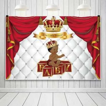 Renaiss 7x5ft Polyester Royal Red Prince Baby Shower Backdrop for Photography, Durable, Reusable, Hi...