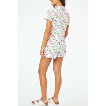 Yiulangde Womens Cute Whale Cotton Pajamas Y2k Lounge Short Sleeve Shirt Matching Pjs Shorts Pajama Sets for Women 2 Piece Sleepwear