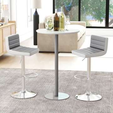COSTWAY Adjustable Bar Stools Set of 2, Modern Swivel PU Leather Bar Chairs with Back, Footrest, Cou...