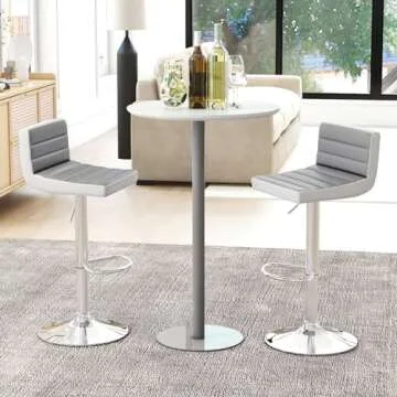 COSTWAY Adjustable Bar Stools Set of 2, Modern Swivel PU Leather Bar Chairs with Back, Footrest, Cou...