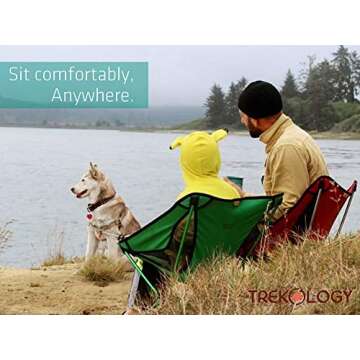 TREKOLOGY YIZI GO Portable Camping Chair - Compact Ultralight Folding Backpacking Chairs, Small Collapsible Foldable Packable Lightweight Backpack Chair in a Bag for Outdoor, Camp, Picnic, Hiking