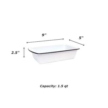 Crow Canyon Home Enamelware Loaf Pan, 9 x 5 inches, Vintage White/Blue