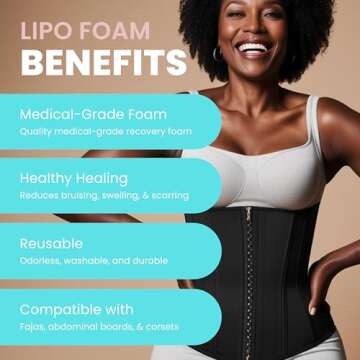 New Millennium Premium Lipo Foam Sheets (5 Pack) | USA Medical-Grade Compression Pads - Liposuction, BBL, Tummy Tuck | Reduce Swelling & Bruising | Use with Fajas, Ab Boards, Recovery Garments (8x11)