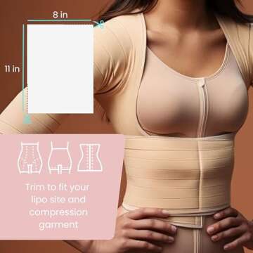 New Millennium Premium Lipo Foam Sheets (5 Pack) | USA Medical-Grade Compression Pads - Liposuction, BBL, Tummy Tuck | Reduce Swelling & Bruising | Use with Fajas, Ab Boards, Recovery Garments (8x11)