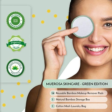 MUEROSA Reusable Bamboo Makeup Remover Pads Set - Eco-Friendly
