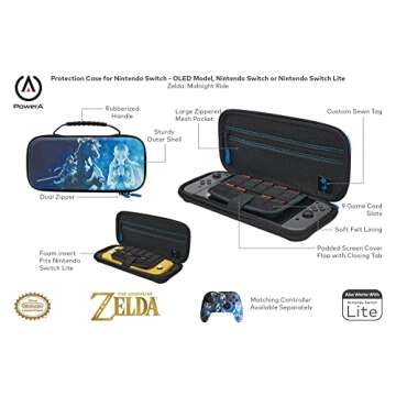 PowerA Protection Case for Nintendo Switch or Nintendo Switch Lite - Zelda: Midnight Ride, Protective Case, Gaming Case, Console Case - Nintendo Switch