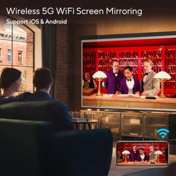 Mini Projector with WiFi and Bluetooth, 1080P Supported Projector with Projector Stand, Portable Mov...