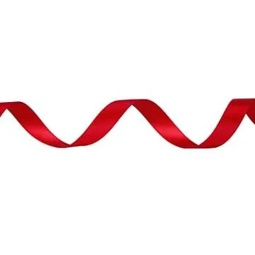 Ribbli Double Faced Red Satin Ribbon,1/2” x Continuous 25 Yards,Use for Bows Bouquet,Gift Wrapping...