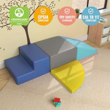 CMFYDAILY 4 Pieces Kids Climbing Toys for Toddlers 1-3, Lightweight Couch Kids for Crawling and Sliding, Soft Play Equipment Foam Blocks Climber, Indoor Climb and Crawl Activity Play Set