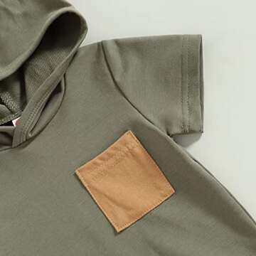 TheFound Cute Newborn Baby Boy Clothes Solid Color Hooded Tops Drawstring Shorts Casual 2Pcs Summer Outfits