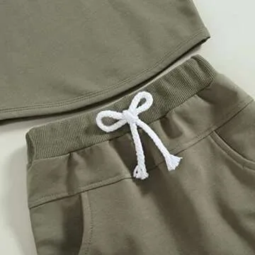 TheFound Cute Newborn Baby Boy Clothes Solid Color Hooded Tops Drawstring Shorts Casual 2Pcs Summer Outfits