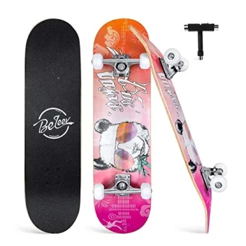 BELEEV Skateboards for Beginners - 31 Inch Complete Skateboard (Panda)