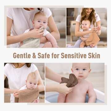 Yoofoss Muslin Burp Cloths for Baby 10 Pack 100% Cotton Baby Washcloths for Boys Girls Large 20''X10'' Super Soft and Absorbent Gradient Brown