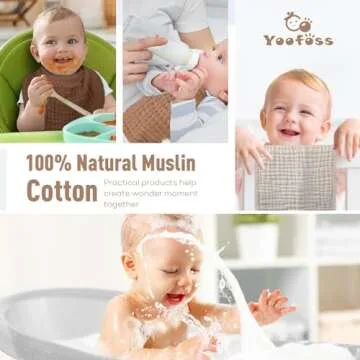 Yoofoss Muslin Burp Cloths for Baby 10 Pack 100% Cotton Baby Washcloths for Boys Girls Large 20''X10'' Super Soft and Absorbent Gradient Brown