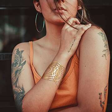 SAILIMUE 6 Pcs Cuff Bangle Bracelet for Women Gold Cuff Bracelets Open Wide Wire Bracelets Adjustable Sliver Gold-Tone Wrist Cuff Wrap Bracelet