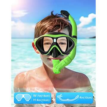 Gintenco Kids Snorkel Set, Diving Mask for Children as Unisex Kids Swimming Goggles, Anti-Fog Diving Mask and Dry Top Snorkel Combo Set for Junior and Youth