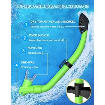 Gintenco Kids Snorkel Set, Diving Mask for Children as Unisex Kids Swimming Goggles, Anti-Fog Diving Mask and Dry Top Snorkel Combo Set for Junior and Youth