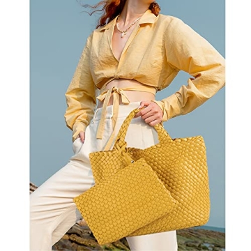 Chic Woven Tote Bag for All Occasions in Yellow