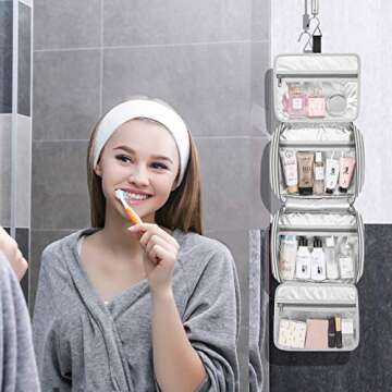 Bosidu Hanging Travel Toiletry Bag,Large Capacity Cosmetic Travel Toiletry Organizer for Women with ...