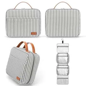 Bosidu Hanging Travel Toiletry Bag,Large Capacity Cosmetic Travel Toiletry Organizer for Women with 4 Compartments & 1 Sturdy Hook,Perfect for Travel/Daily Use/Valentines' Day