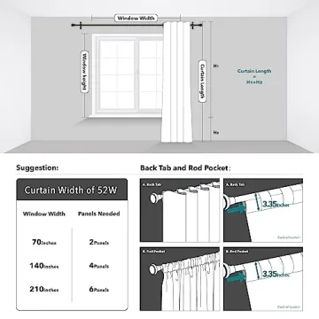 Deconovo Blackout Curtains 84 Inch Room Darkening Thermal Insulation