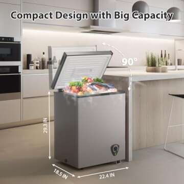 Lifeplus Chest Freezer: 3.5 Cu Ft Energy-Saving Mini Freezer with Temperature Control