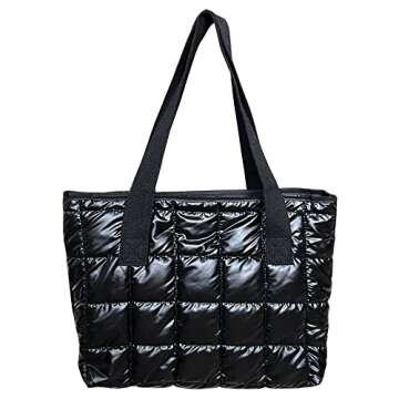 JOYART Women's Tote Bag-Casual Quilted Handbag Fashion Shoulder Bag with Zipper for Office, Travel, ...