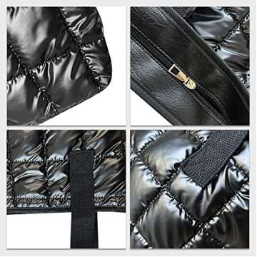 JOYART Women's Tote Bag-Casual Quilted Handbag Fashion Shoulder Bag with Zipper for Office, Travel, Shopping-Large Capacity, Black