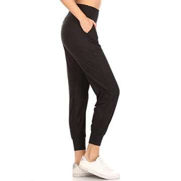 Leggings Depot ActiveFlex Jogger Yoga Pants with Pockets (Full Length, Black, 1X)