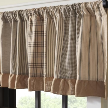 VHC Brands Sawyer Mill Charcoal Farmhouse Valance Curtain - Rustic Elegance for Your Home!