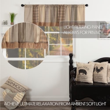 Farmhouse Valance - Charcoal Plaid Window Treatment